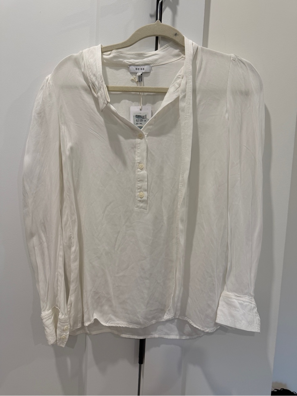 Reiss Ivory Button-Front Long-Sleeve Blouse size 2 NWT